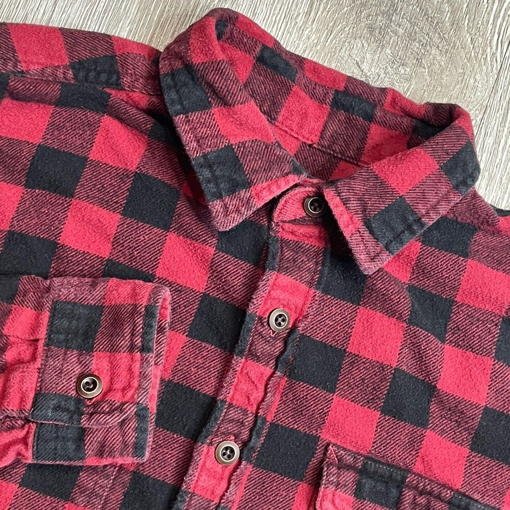 American Eagle Heavy Flannel Buffalo Plaid Red Black Size Medium Tall